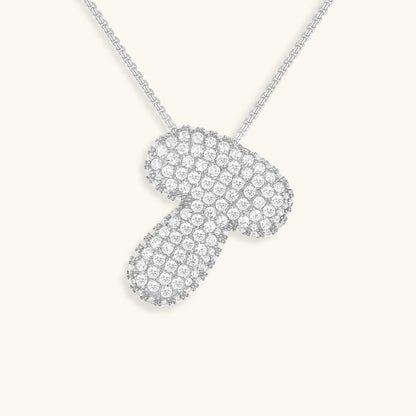 Initial Pendant Necklace with Bubble Diamond Design