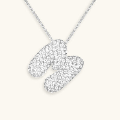 Initial Pendant Necklace with Bubble Diamond Design
