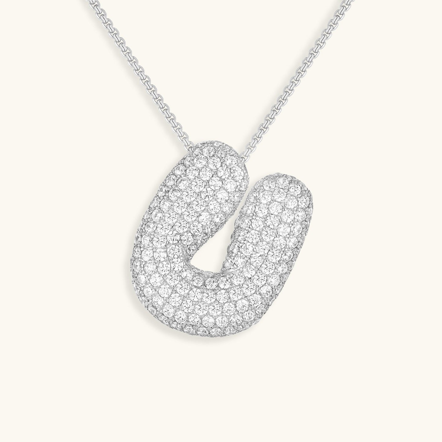Initial Pendant Necklace with Bubble Diamond Design