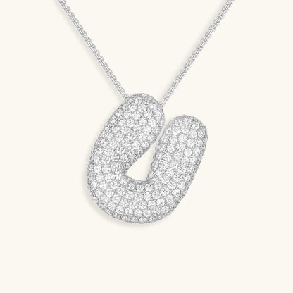 Initial Pendant Necklace with Bubble Diamond Design