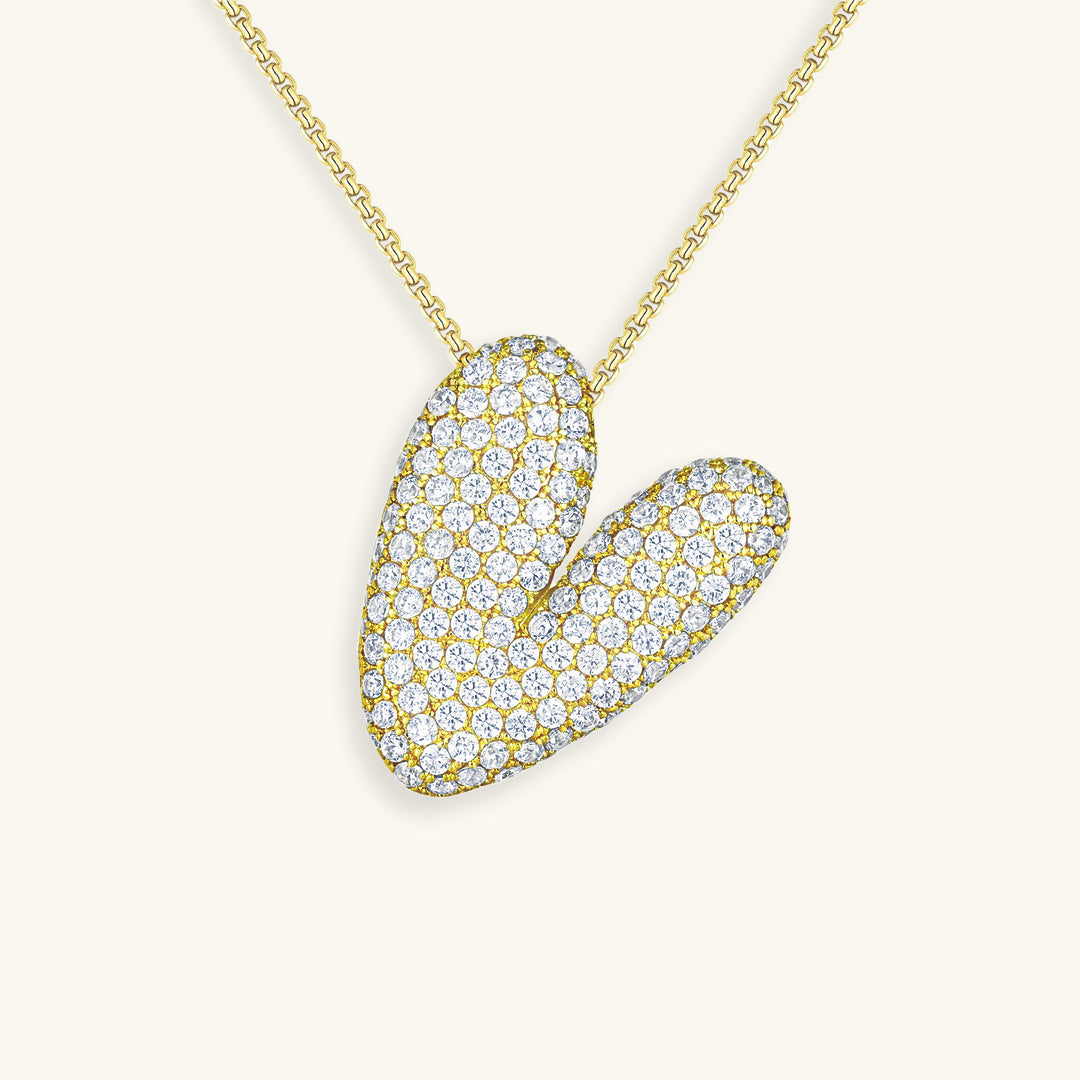 Initial Pendant Necklace with Bubble Diamond Design