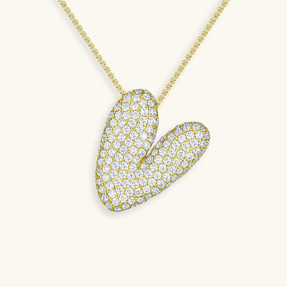 Initial Pendant Necklace with Bubble Diamond Design