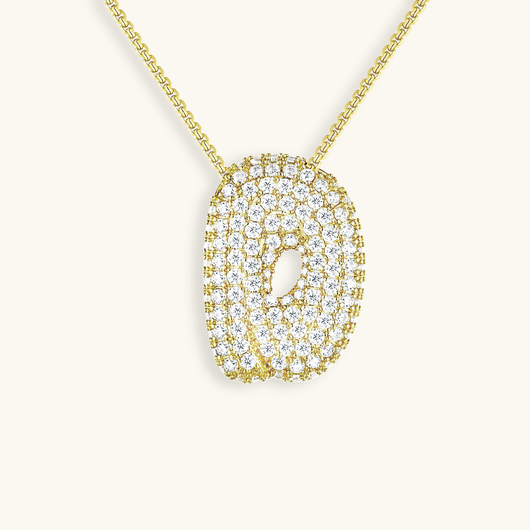 Initial Pendant Necklace with Bubble Diamond Design