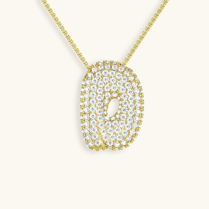Initial Pendant Necklace with Bubble Diamond Design
