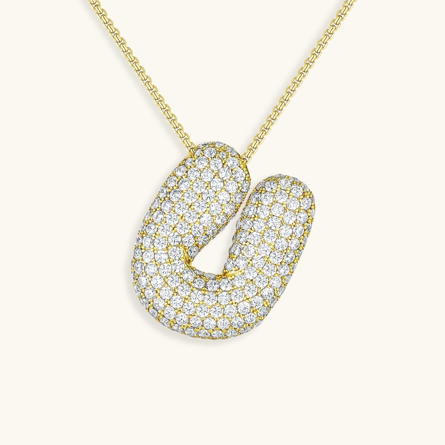 Initial Pendant Necklace with Bubble Diamond Design