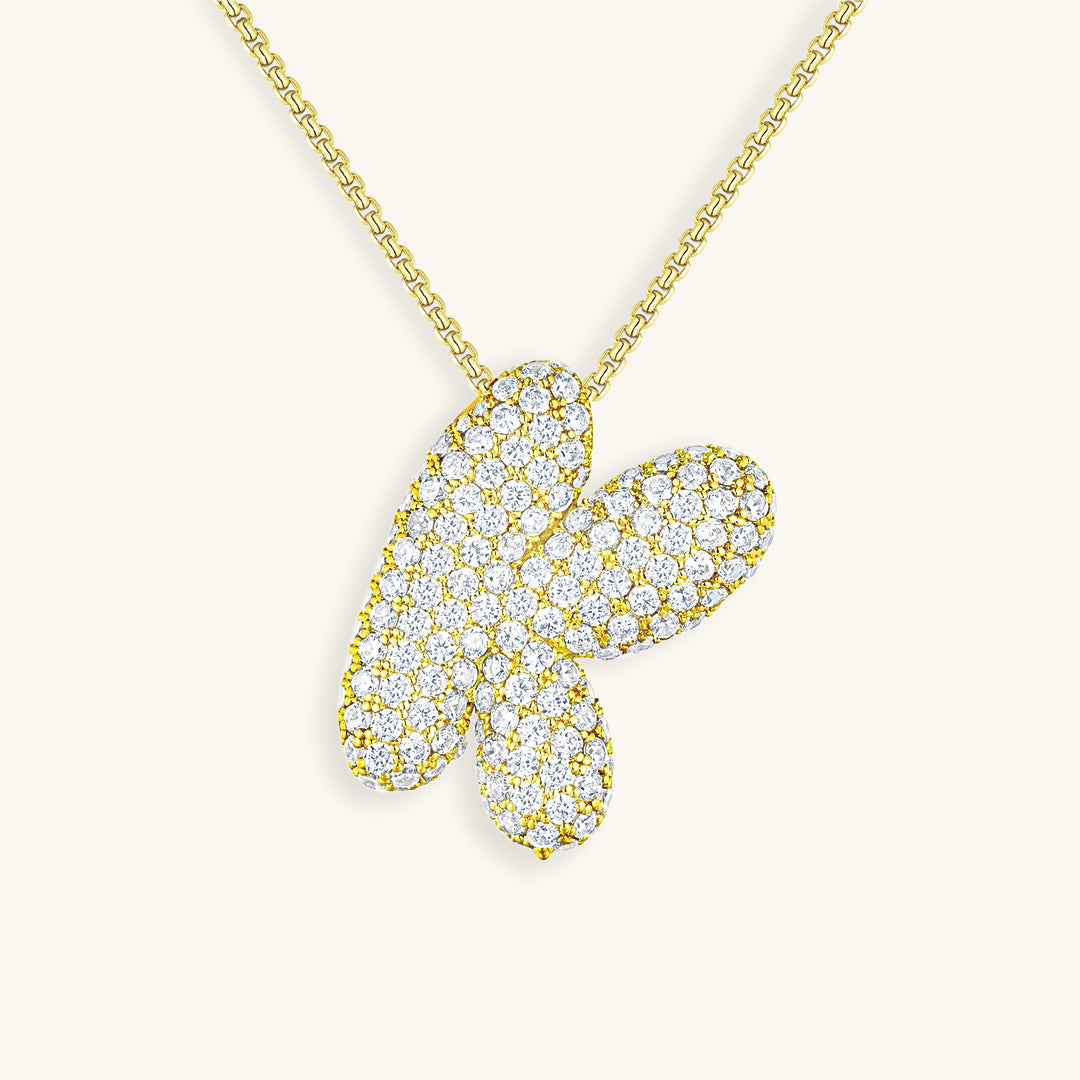 Initial Pendant Necklace with Bubble Diamond Design