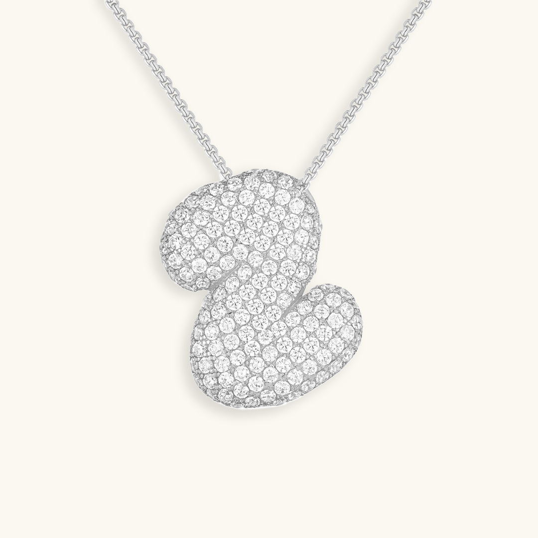 Initial Pendant Necklace with Bubble Diamond Design