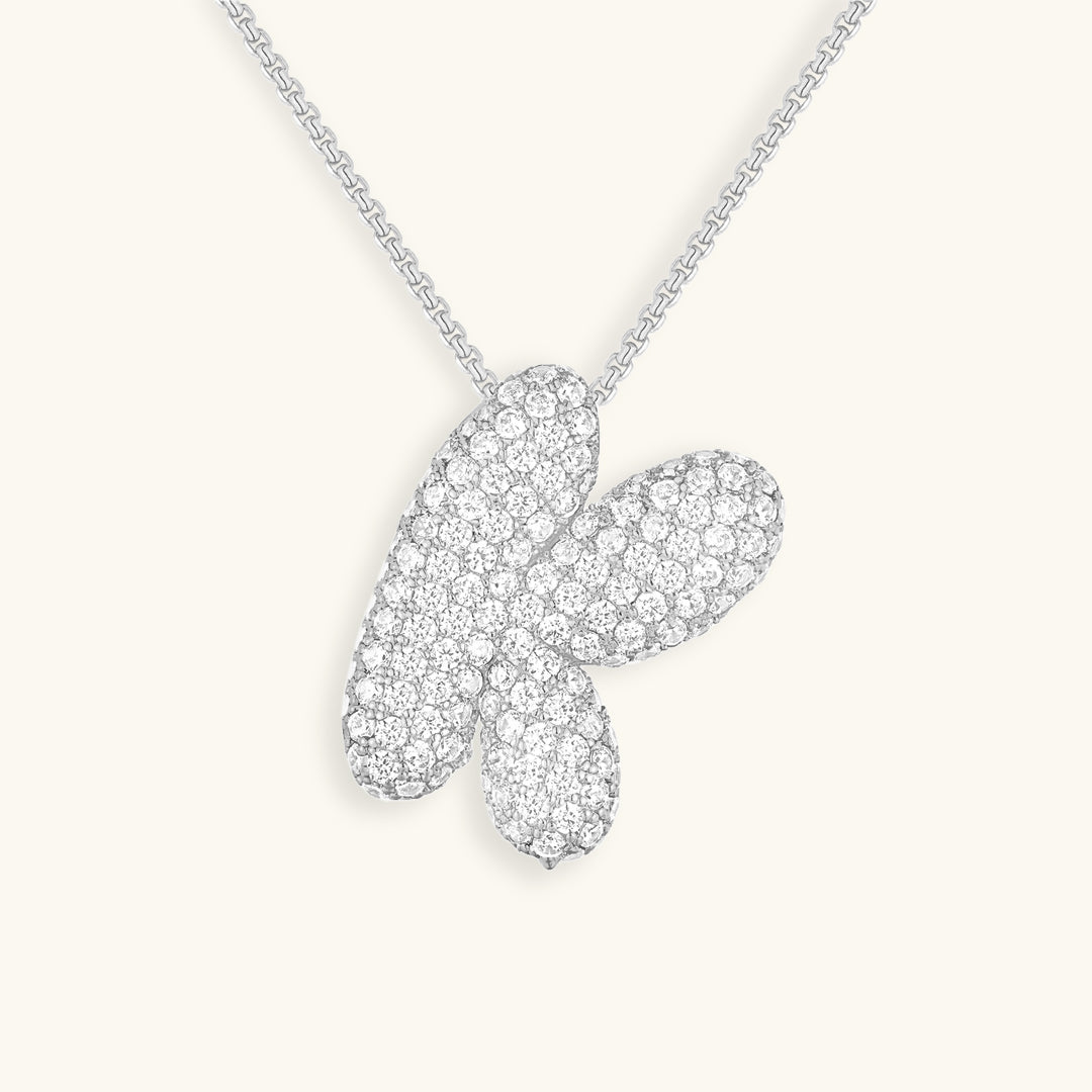 Initial Pendant Necklace with Bubble Diamond Design