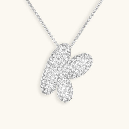 Initial Pendant Necklace with Bubble Diamond Design
