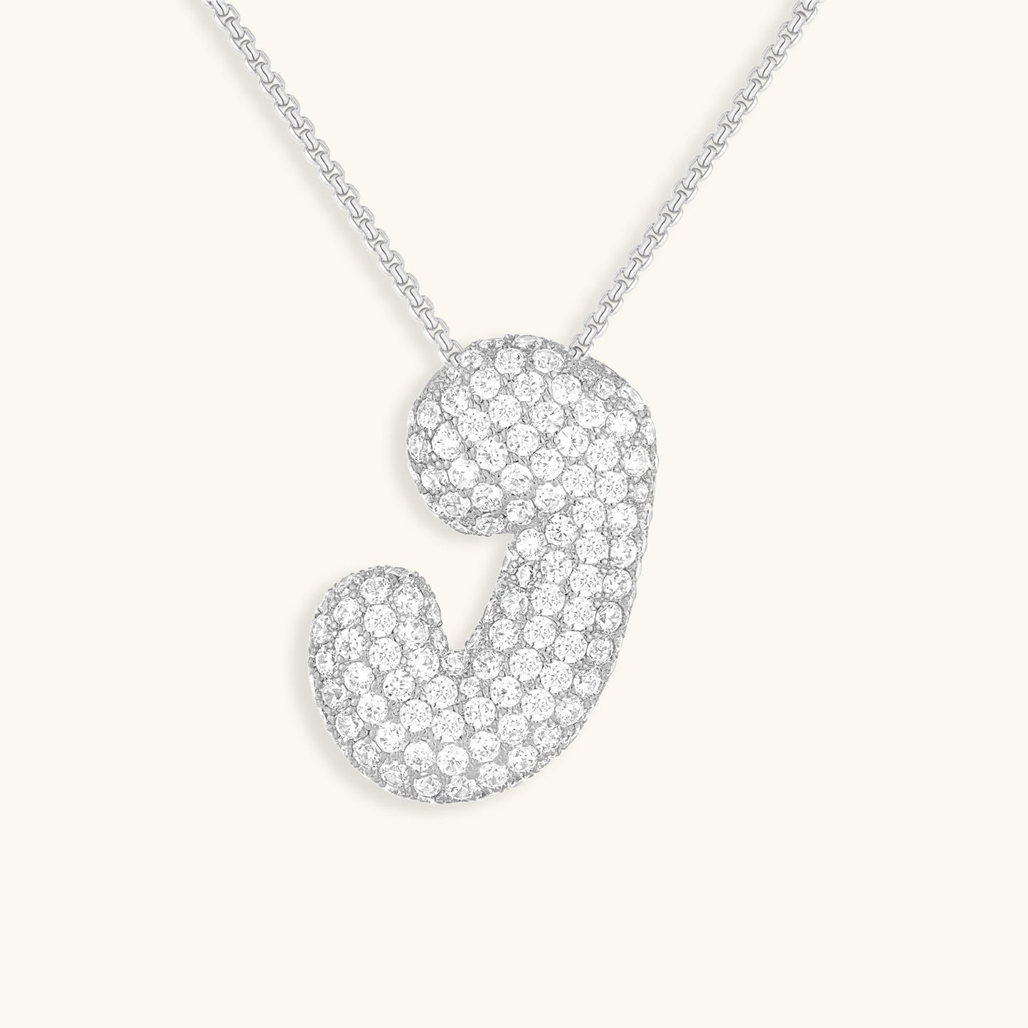 Initial Pendant Necklace with Bubble Diamond Design