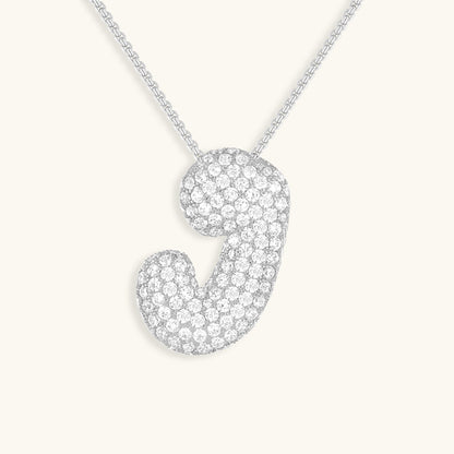 Initial Pendant Necklace with Bubble Diamond Design