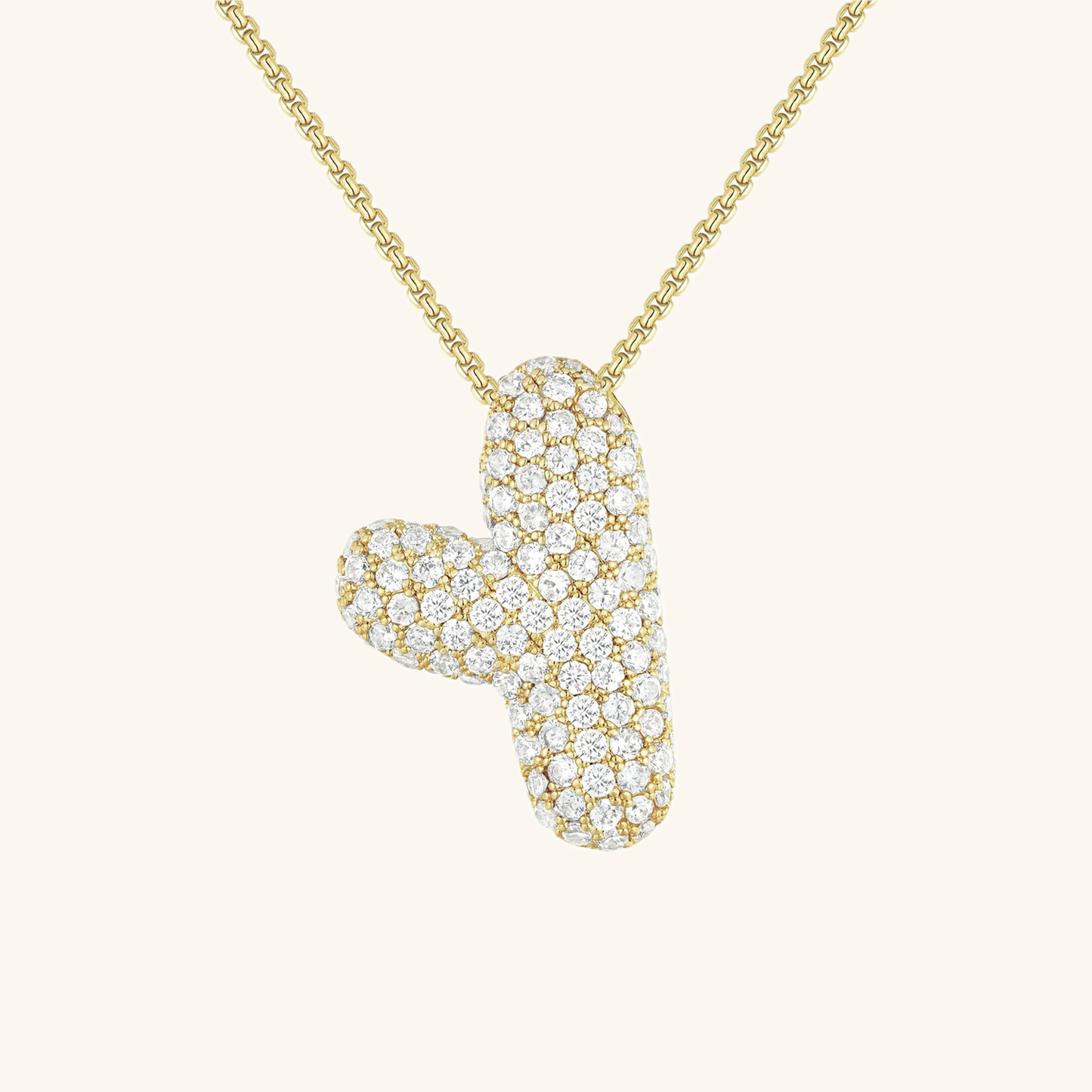 Initial Pendant Necklace with Bubble Diamond Design