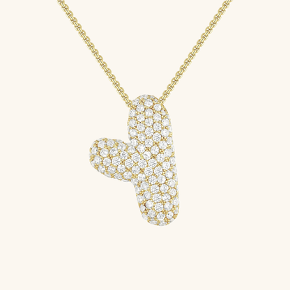 Initial Pendant Necklace with Bubble Diamond Design