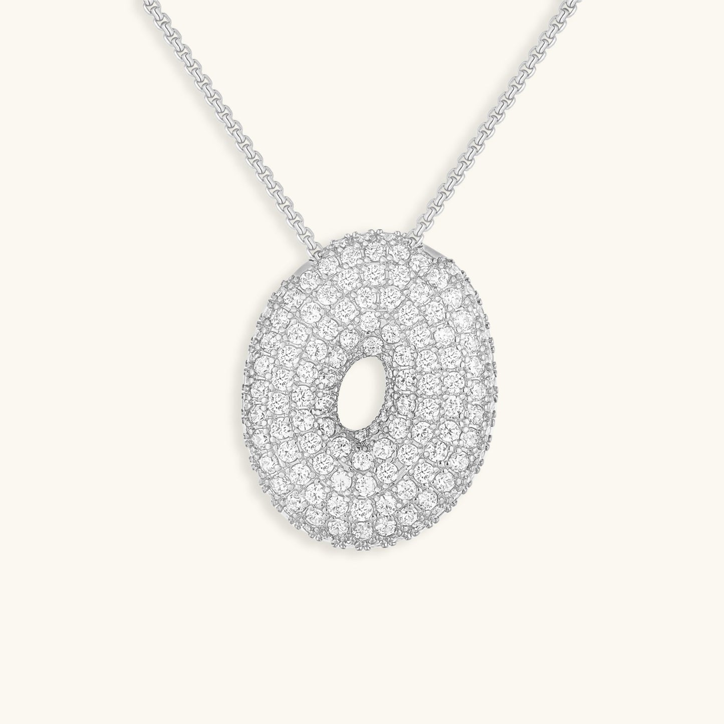 Initial Pendant Necklace with Bubble Diamond Design