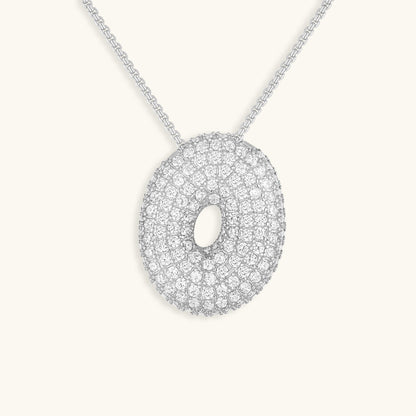 Initial Pendant Necklace with Bubble Diamond Design
