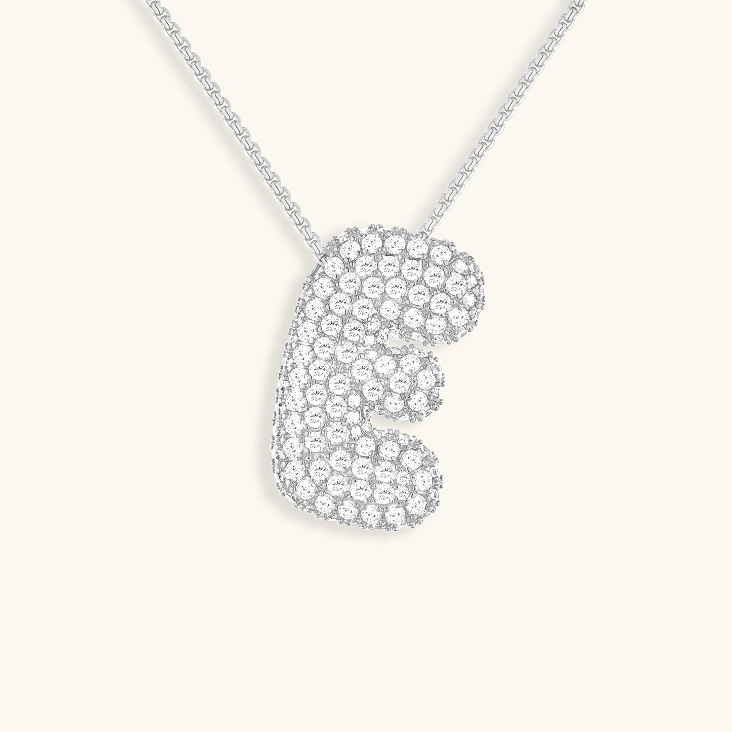 Initial Pendant Necklace with Bubble Diamond Design