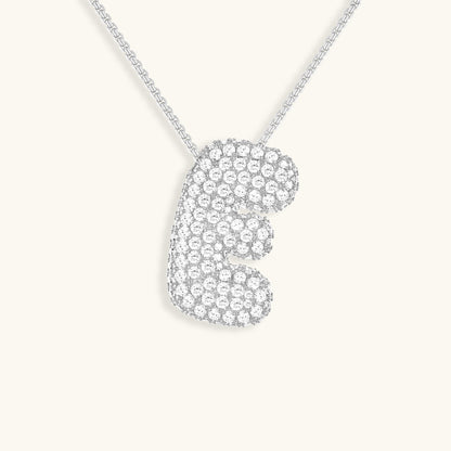 Initial Pendant Necklace with Bubble Diamond Design