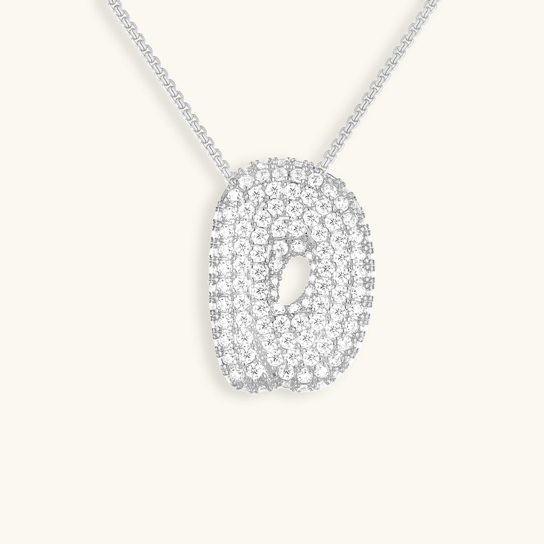Initial Pendant Necklace with Bubble Diamond Design