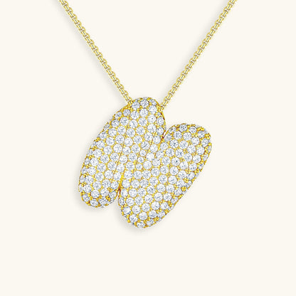 Initial Pendant Necklace with Bubble Diamond Design