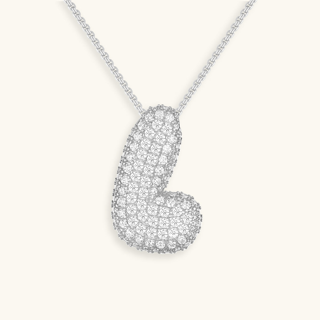 Initial Pendant Necklace with Bubble Diamond Design