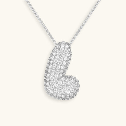 Initial Pendant Necklace with Bubble Diamond Design