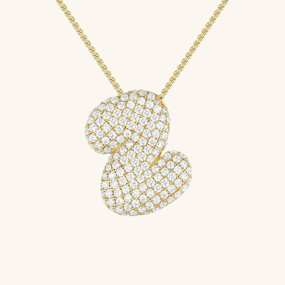 Initial Pendant Necklace with Bubble Diamond Design