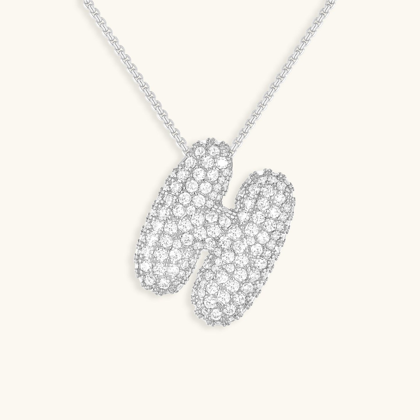 Initial Pendant Necklace with Bubble Diamond Design