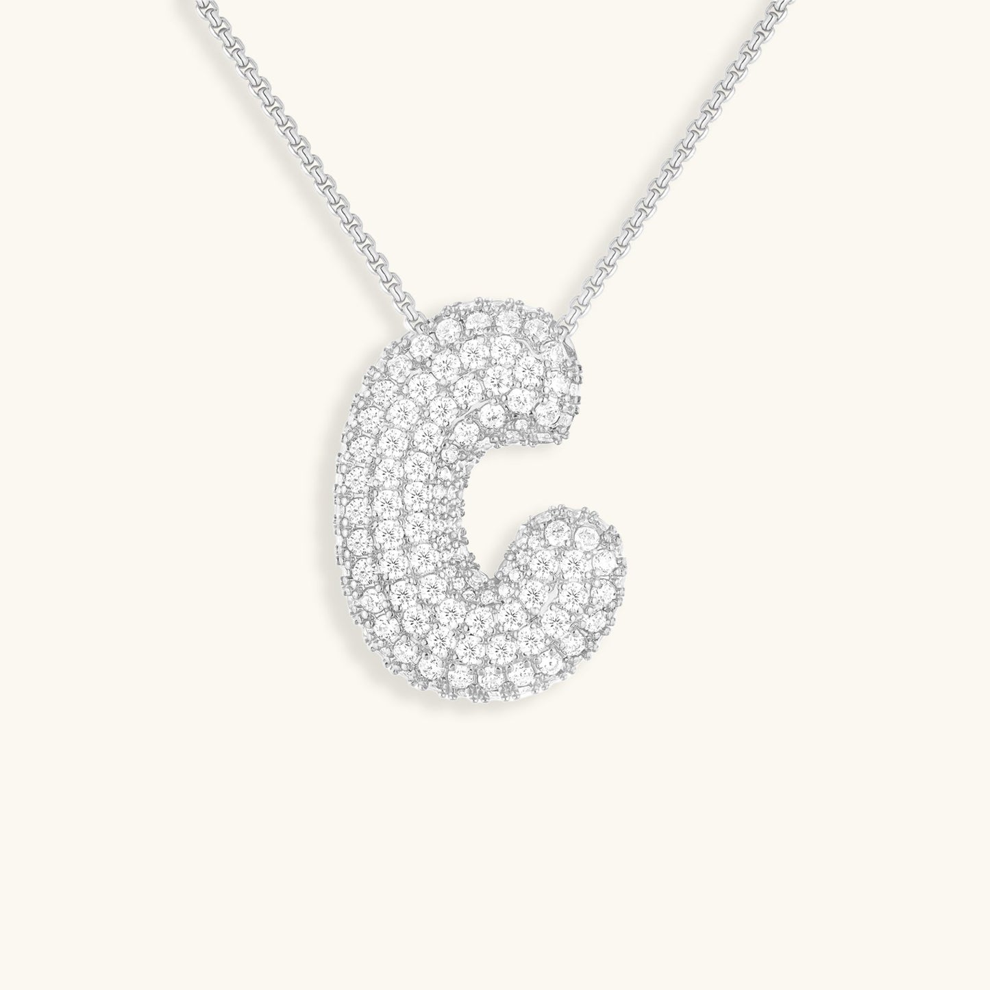 Initial Pendant Necklace with Bubble Diamond Design