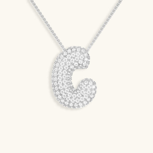 Initial Pendant Necklace with Bubble Diamond Design