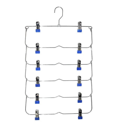 Stainless Steel Pants Hanger with 6 Levels | Multi-Layer Skirt & Pant Organizer | Space-Saving Design with 12 Clips