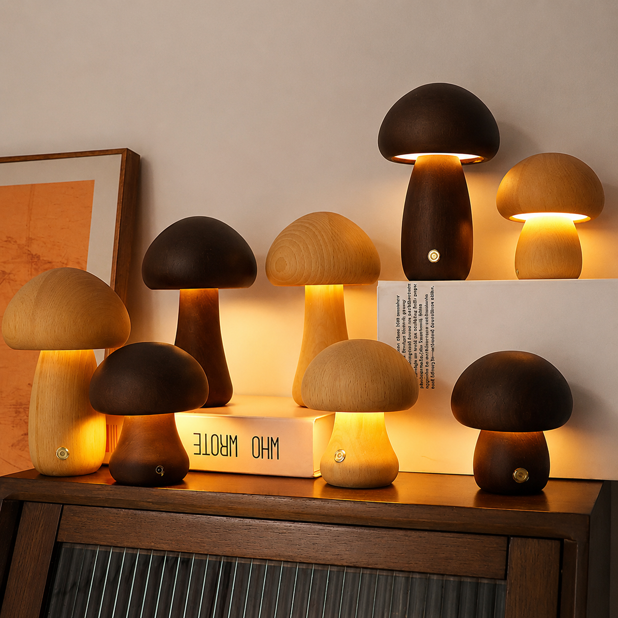 Wooden Desk Lamp with Rechargeable Battery