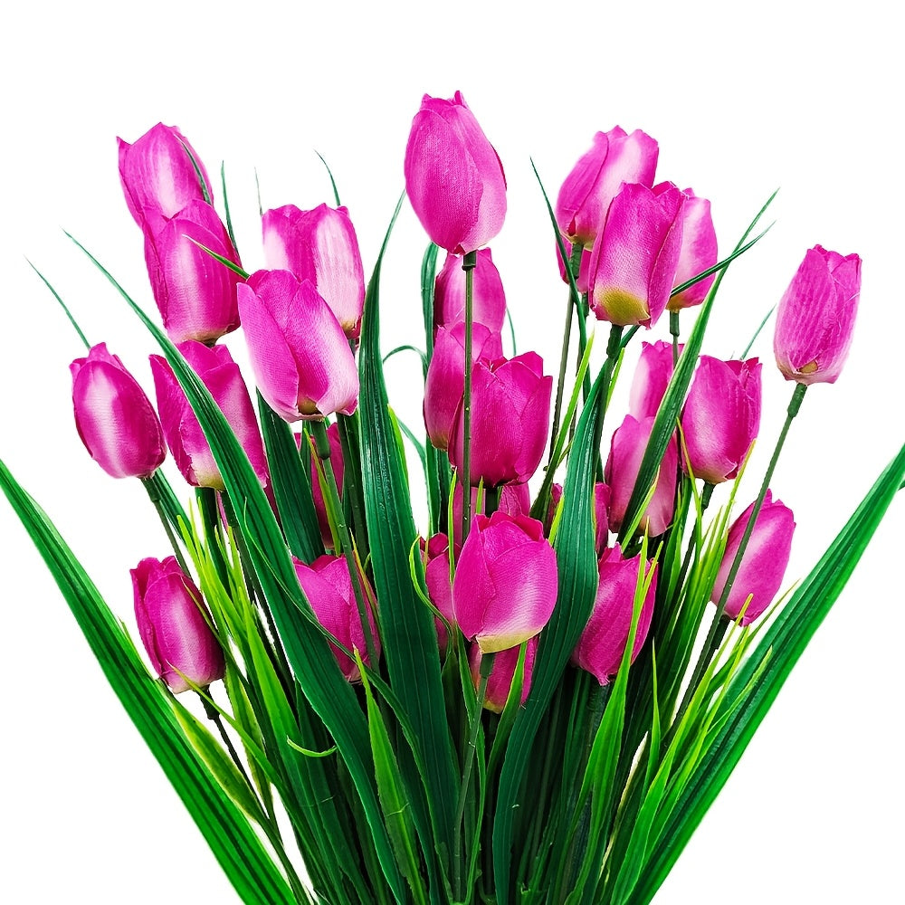 6-Pack Artificial Tulip Bouquets – UV-Resistant and Realistic for Home and Garden Decor