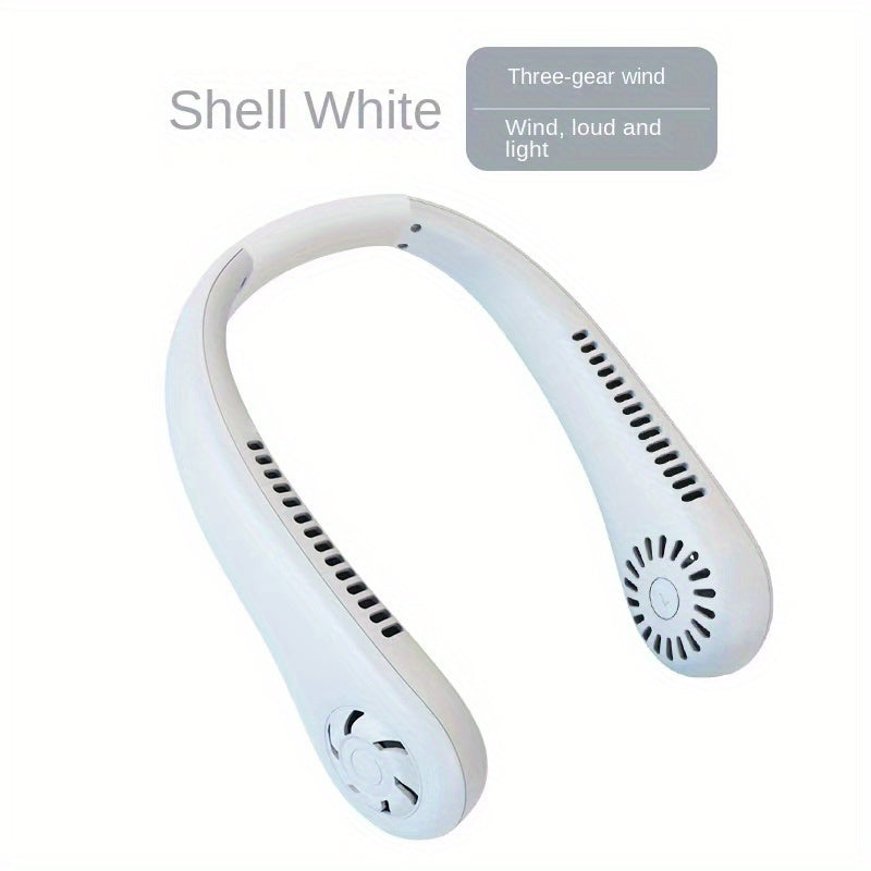 Rechargeable Neck Fan - Hands-Free, Leafless, USB Powered - Ideal for Travel and Office