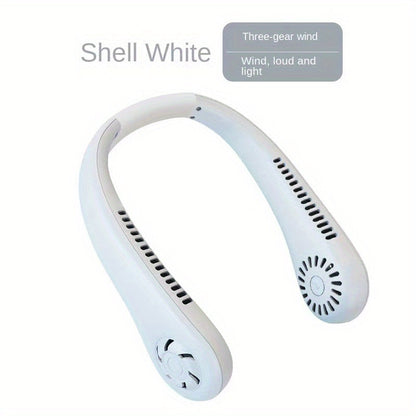 Rechargeable Neck Fan - Hands-Free, Leafless, USB Powered - Ideal for Travel and Office