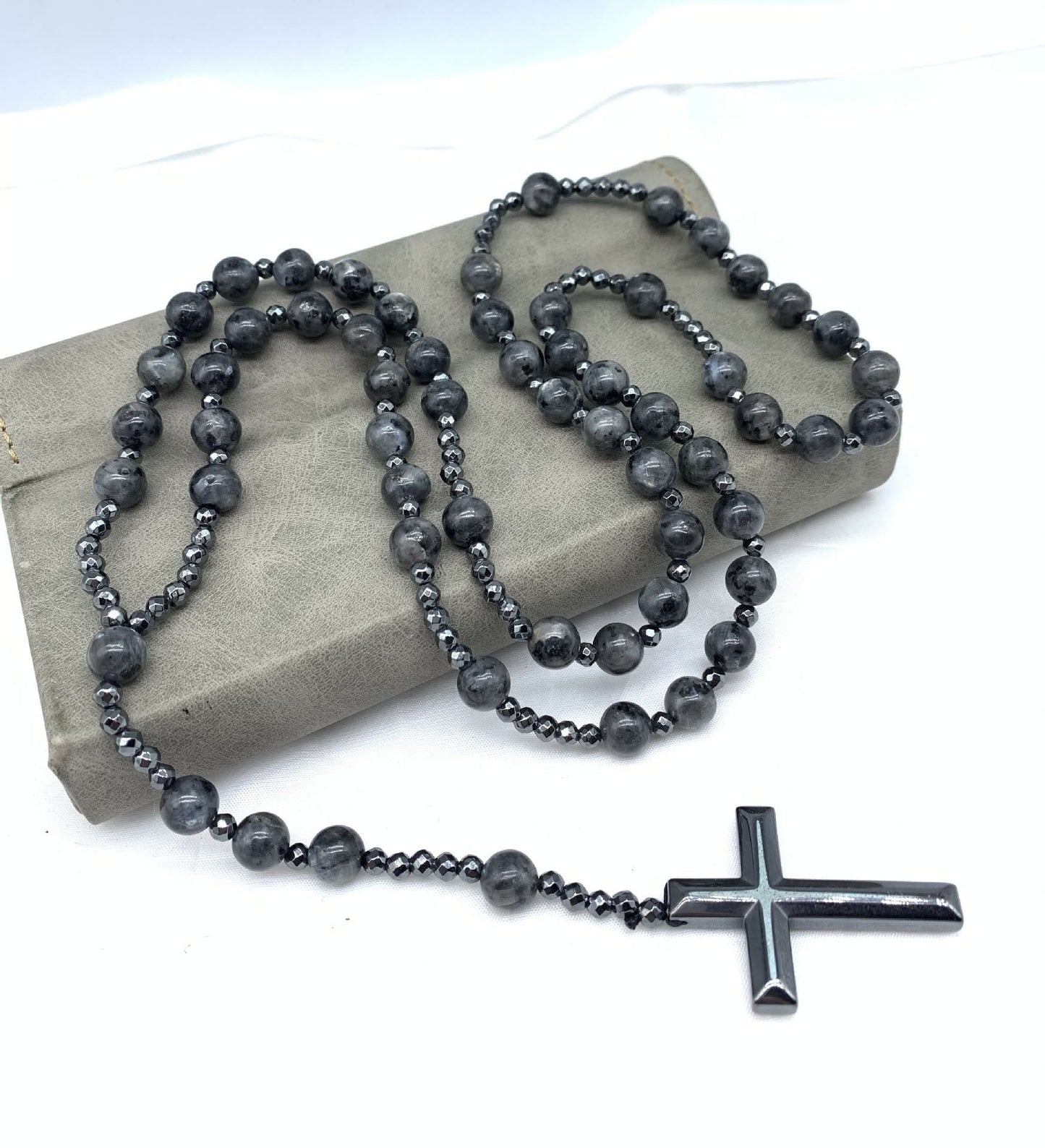 Men's Rosary Necklace with Tiger Eye and Lapis Lazuli – Orion Design