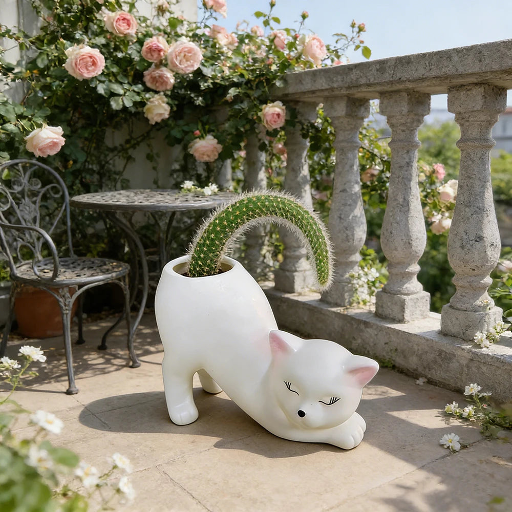 Cartoon Cat Tail Planter | Creative Plant Decoration for Succulents & Cacti at Home, Garden & Balcony