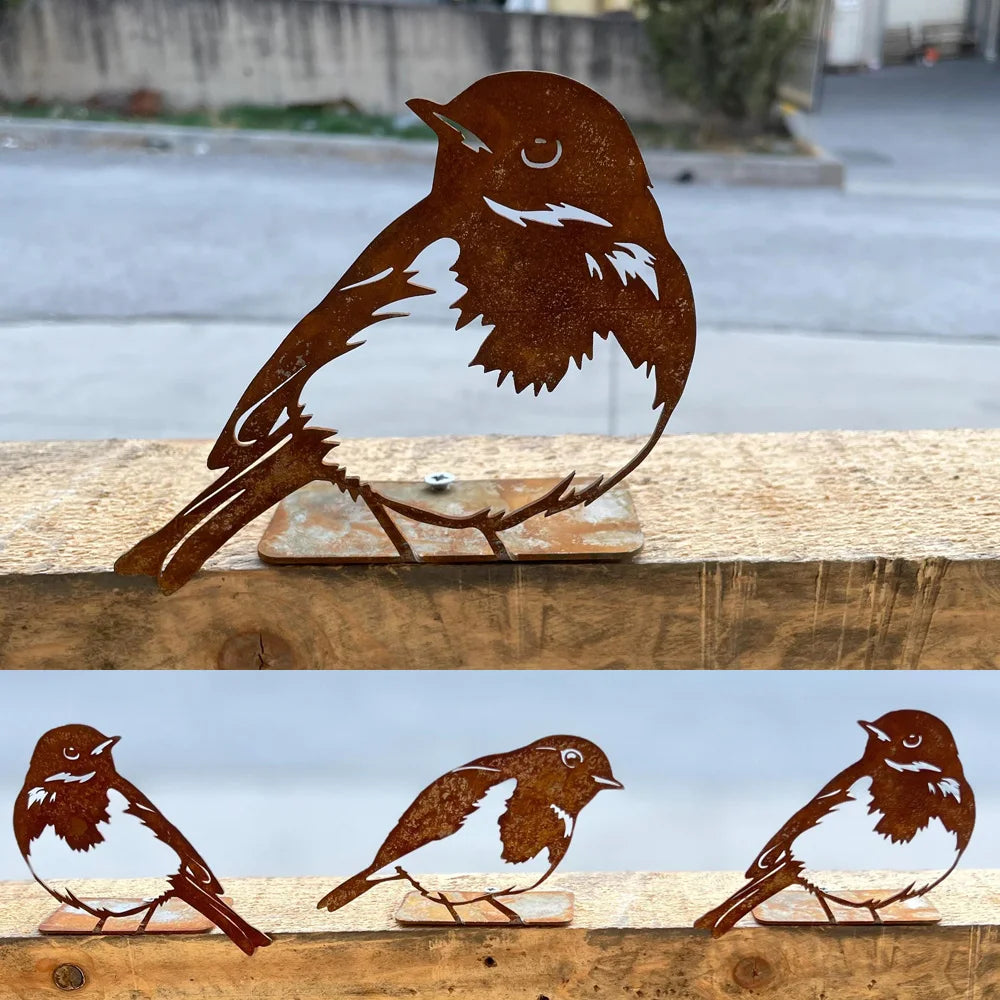 Garden Stake Bird Silhouettes | Rustic Metal | Set of 3 | Country Decor