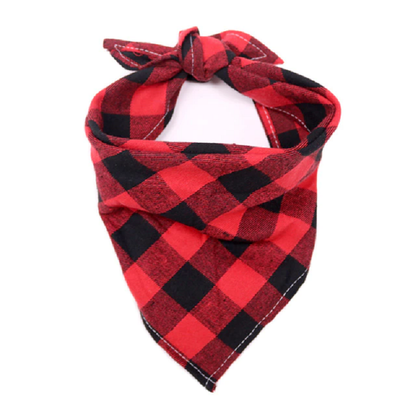 Plaid Dog Bandana in Red and Black for Pets