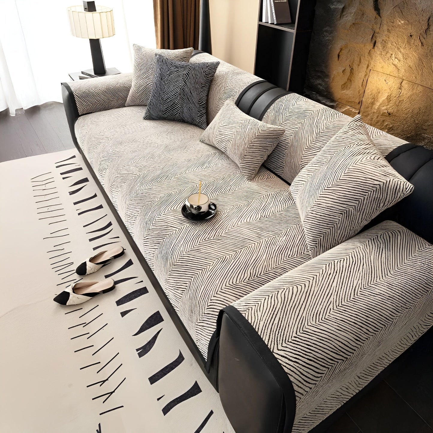 Soft Chenille Sofa Cover – Durable, Easy Care with Tree Pattern