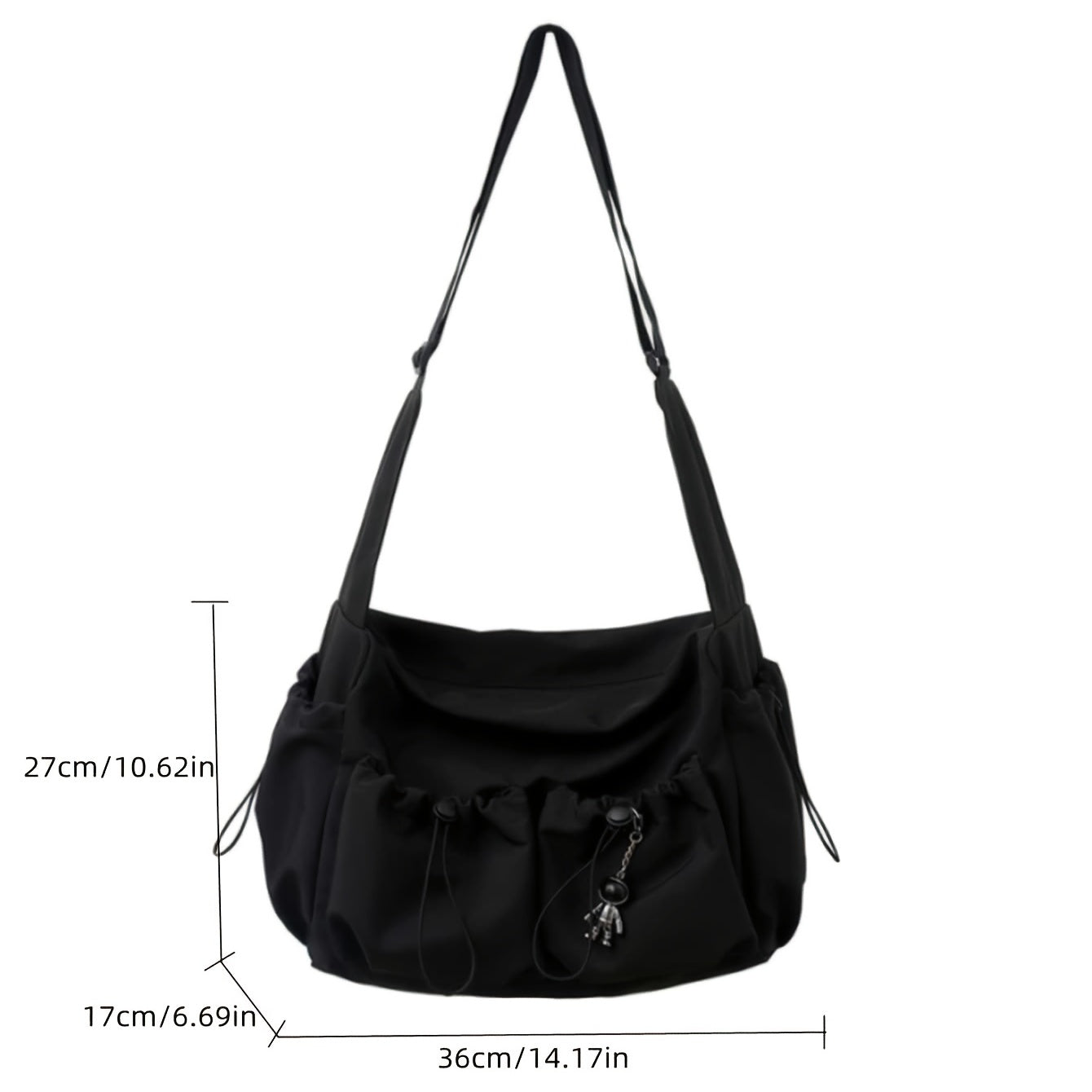 Nylon Messenger Bag for Daily Use – Black Shoulder Bag with Zipper