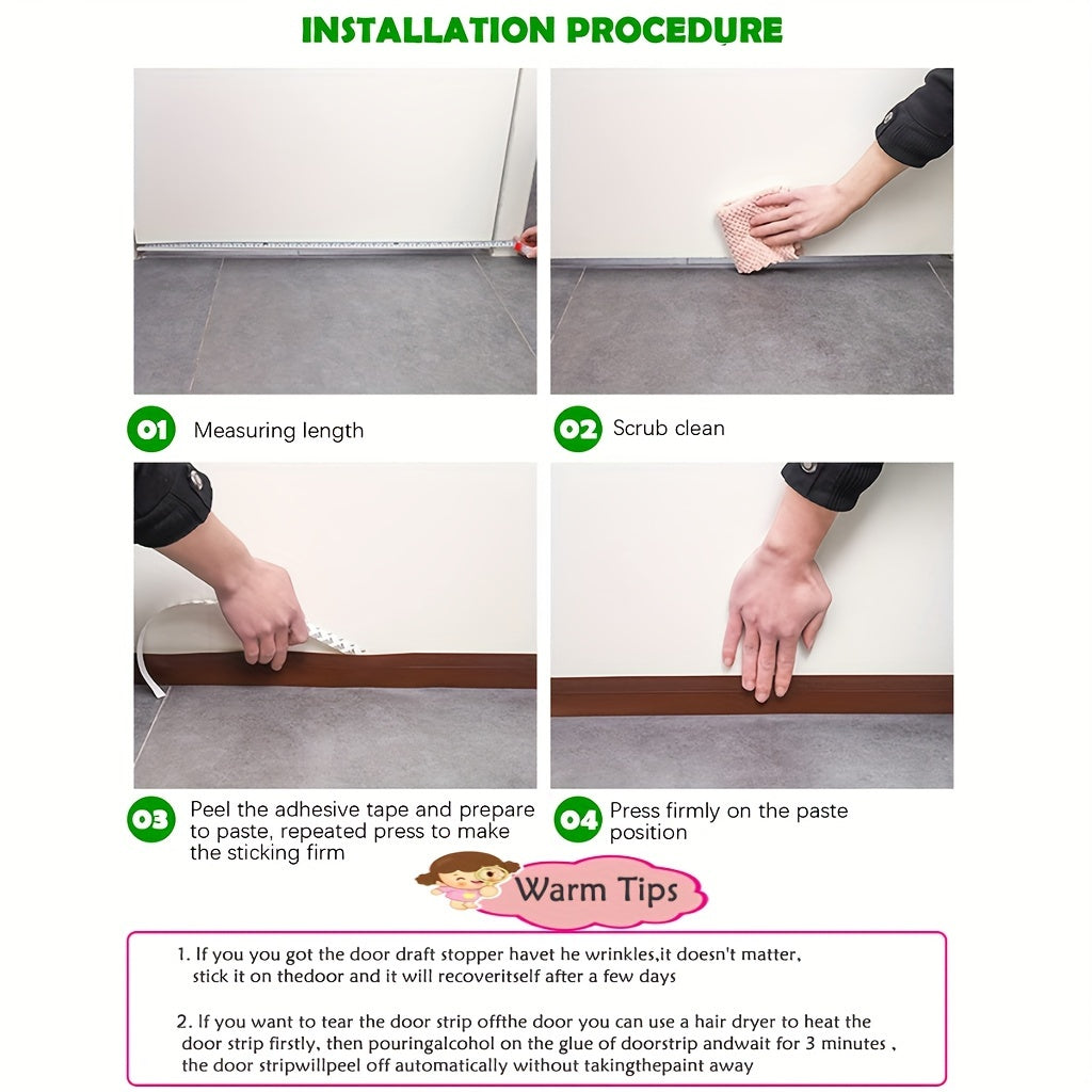 Door Draft Stopper Seal - Silicone Door Scratch Guard with Durable Adhesive and Sound Insulation