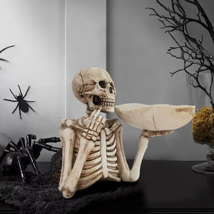 Skull-Shaped Resin Bowl for Halloween Treats and Gothic Decor