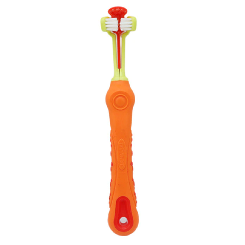 Triple-Sided Dog Toothbrush for Dental Care and Tartar Removal