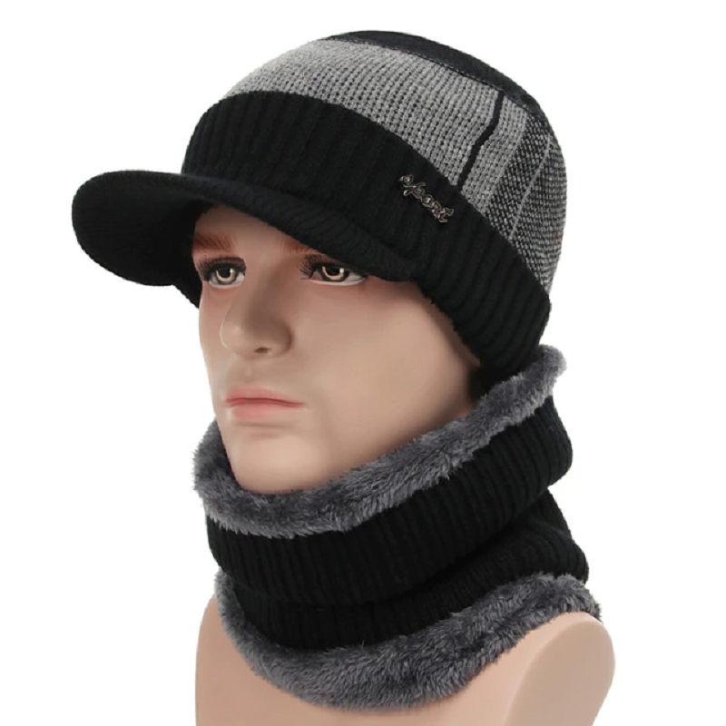 Scarf and Beanie Hat Set for Cold Weather