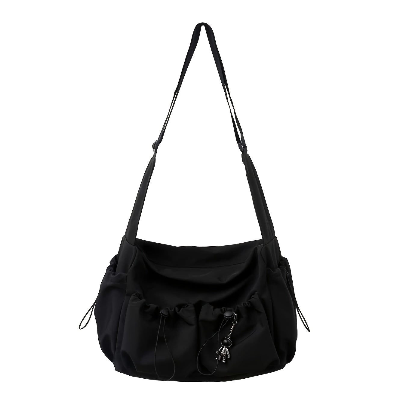 Nylon Messenger Bag for Daily Use – Black Shoulder Bag with Zipper