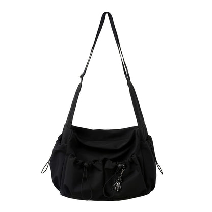 Nylon Messenger Bag for Daily Use – Black Shoulder Bag with Zipper