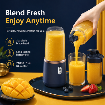 Rechargeable Portable Blender with Two Cups – USB Powered Juicer