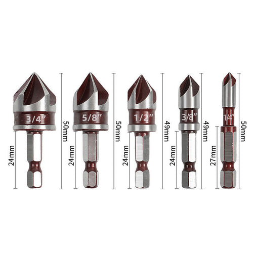 2026 Latest Release – Set of 3 or 5 Countersink Drill Bits for Woodworking
