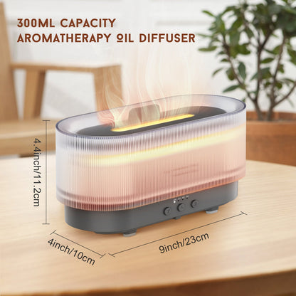 300ml Ultrasonic Essential Oil Diffuser with Flame Effect and LED – 12 Hours Runtime