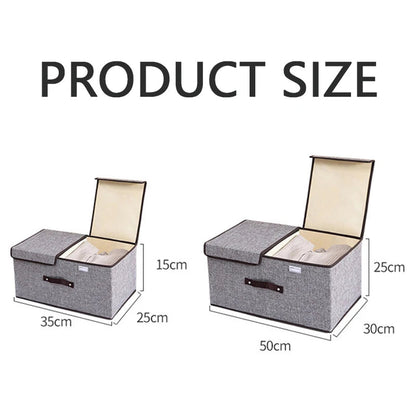 Foldable Cotton Storage Box | Organizer with Double Closure for Clothes and Laundry